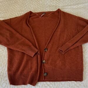 Rust Brown Button Cardigan cashmere Sweater